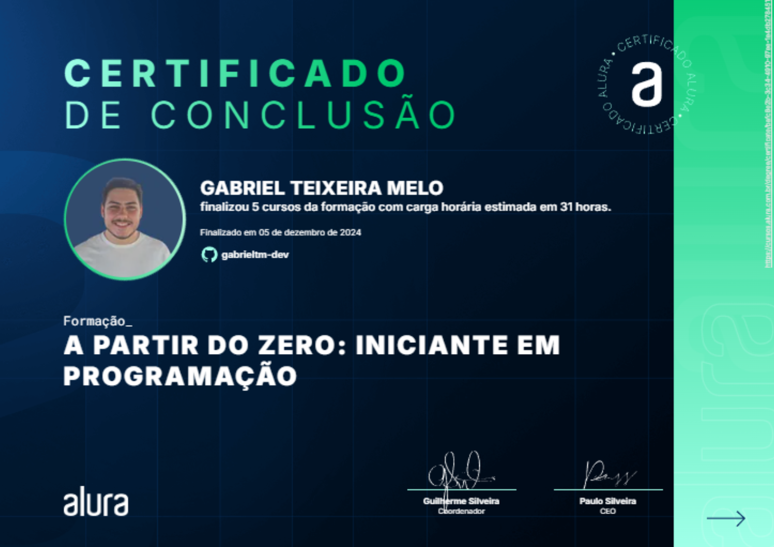 Imagem da certificação